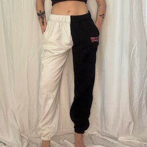 Two-Tone Black and White LMU Sweatpants